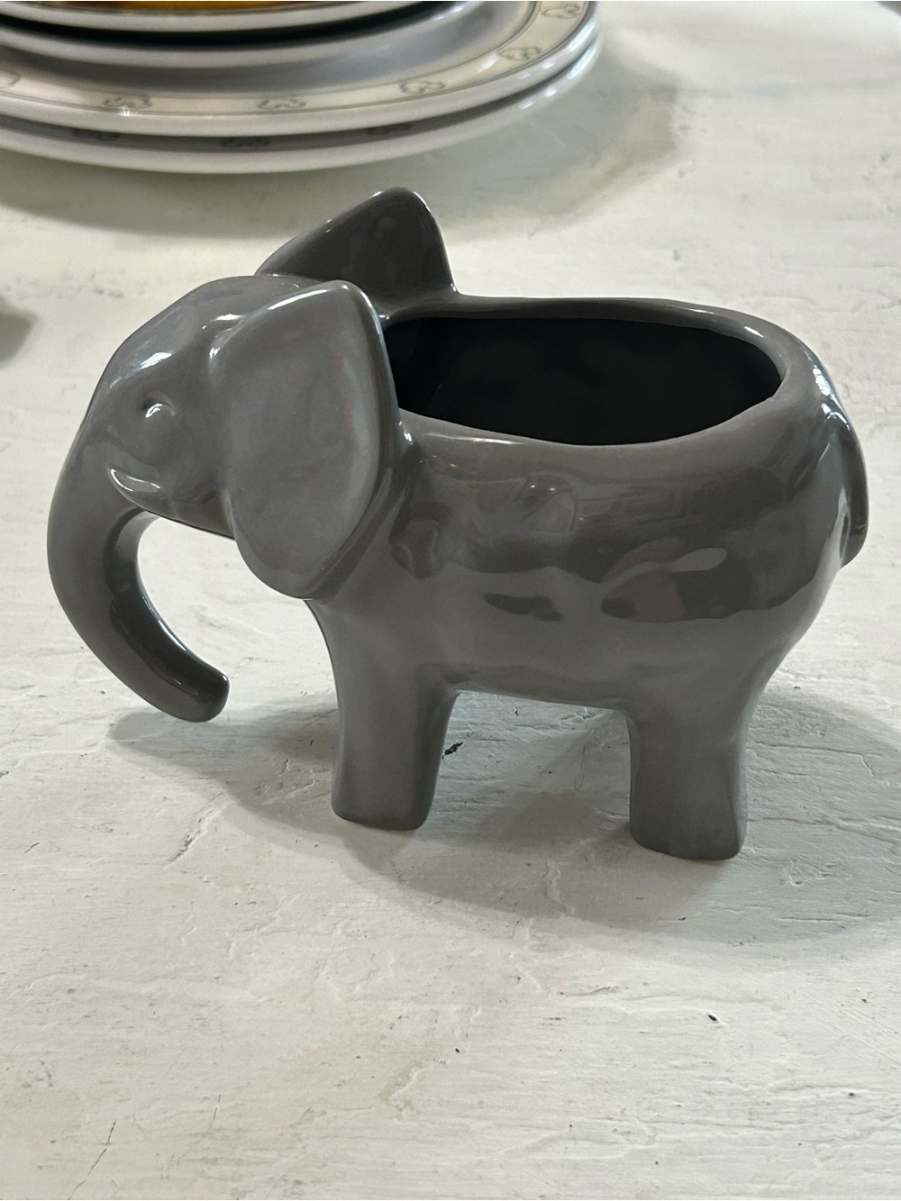 Elephant Gray Ceramic Planter - Decorative Home Accent